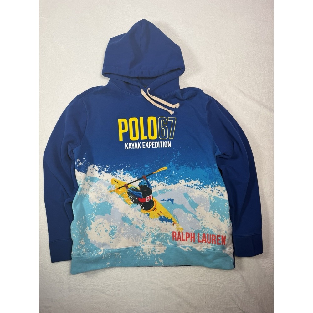 Polo Ralph Lauren Kayak Expedition Hoodie XL Blue Graphic Pullover